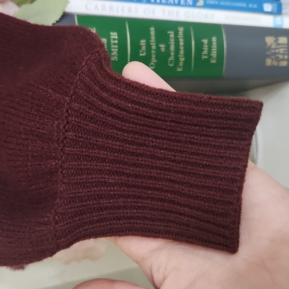 Burgundy balloon sleeve knit sweater Cozy Fall Winter formal party church school - Picture 5 of 10
